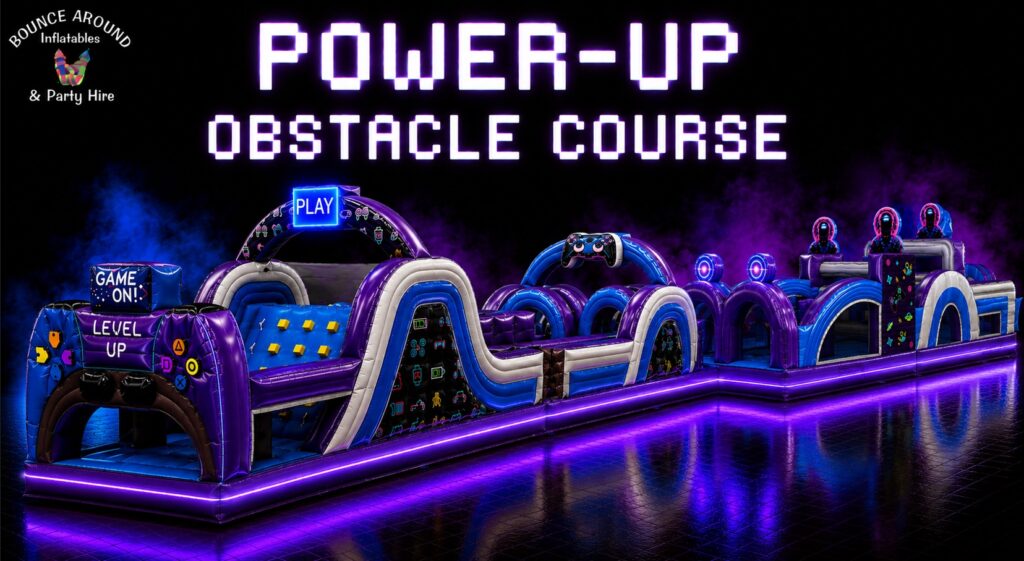 Power-Up inflatable obstacle course hire by Bounce Around